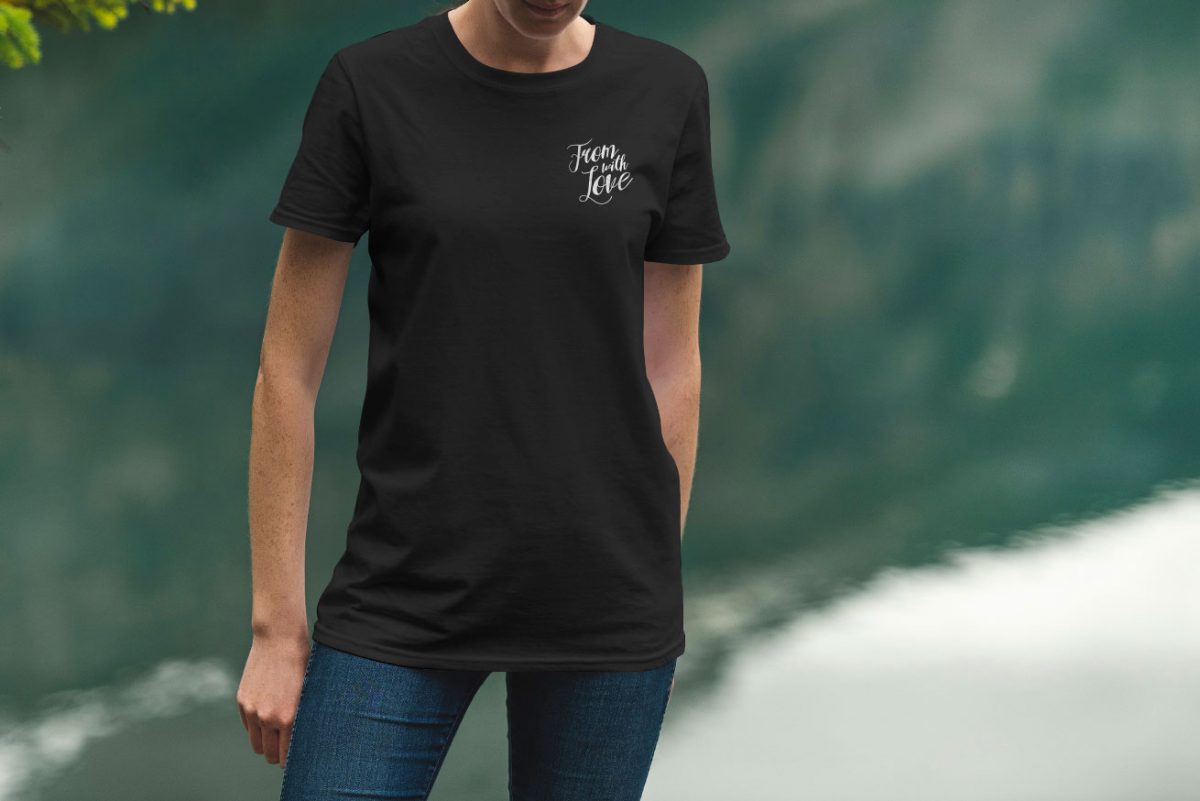 Черная женская футболка Маленький логотип From with Love